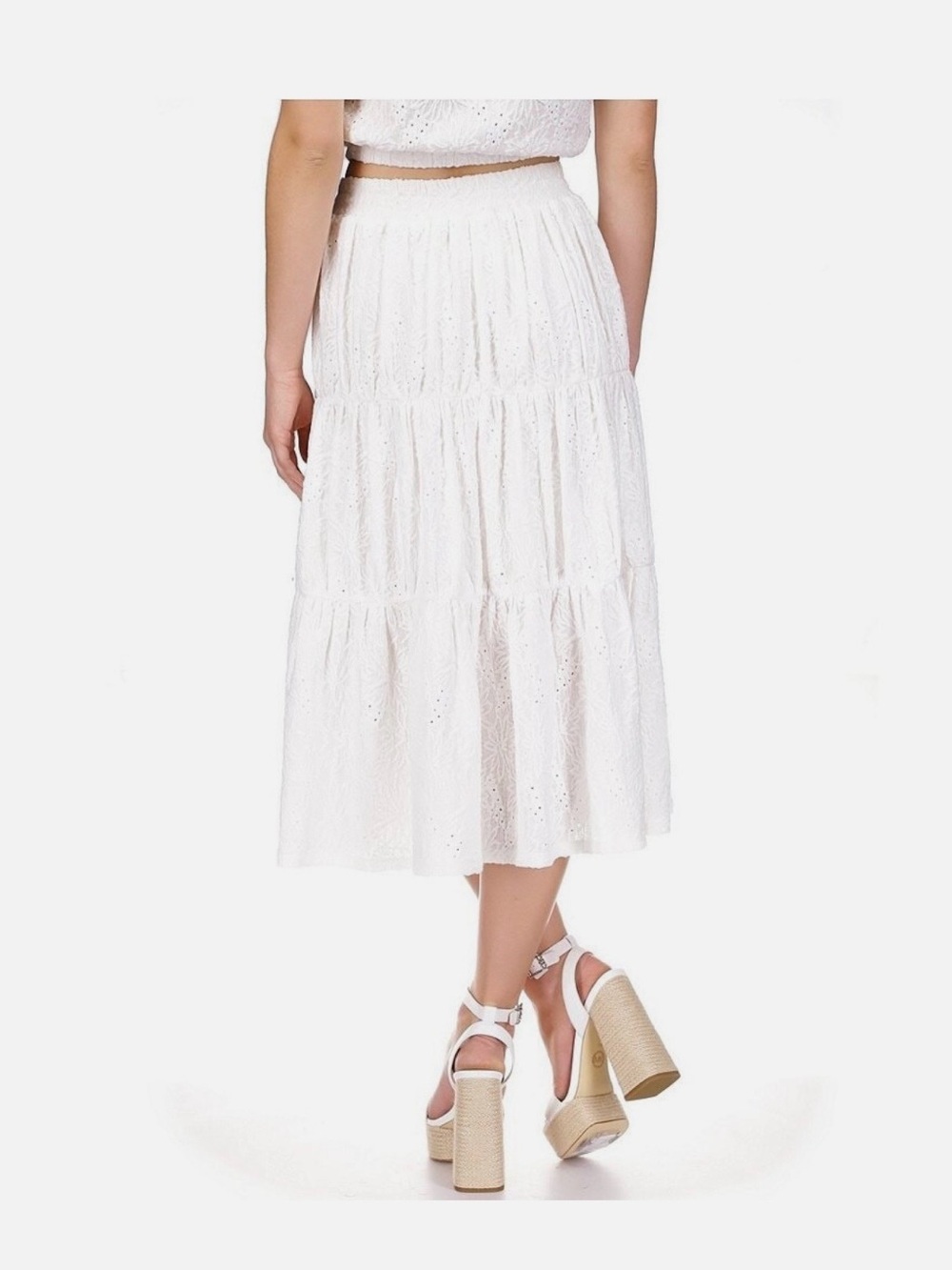 Michael Kors White Tiered Textured Maxi Skirt